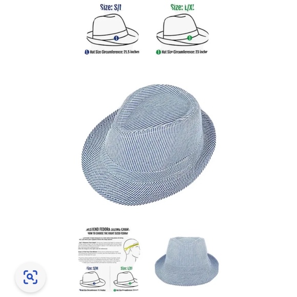 Blue Pinstripe Fedora Hat - Picture 2 of 2
